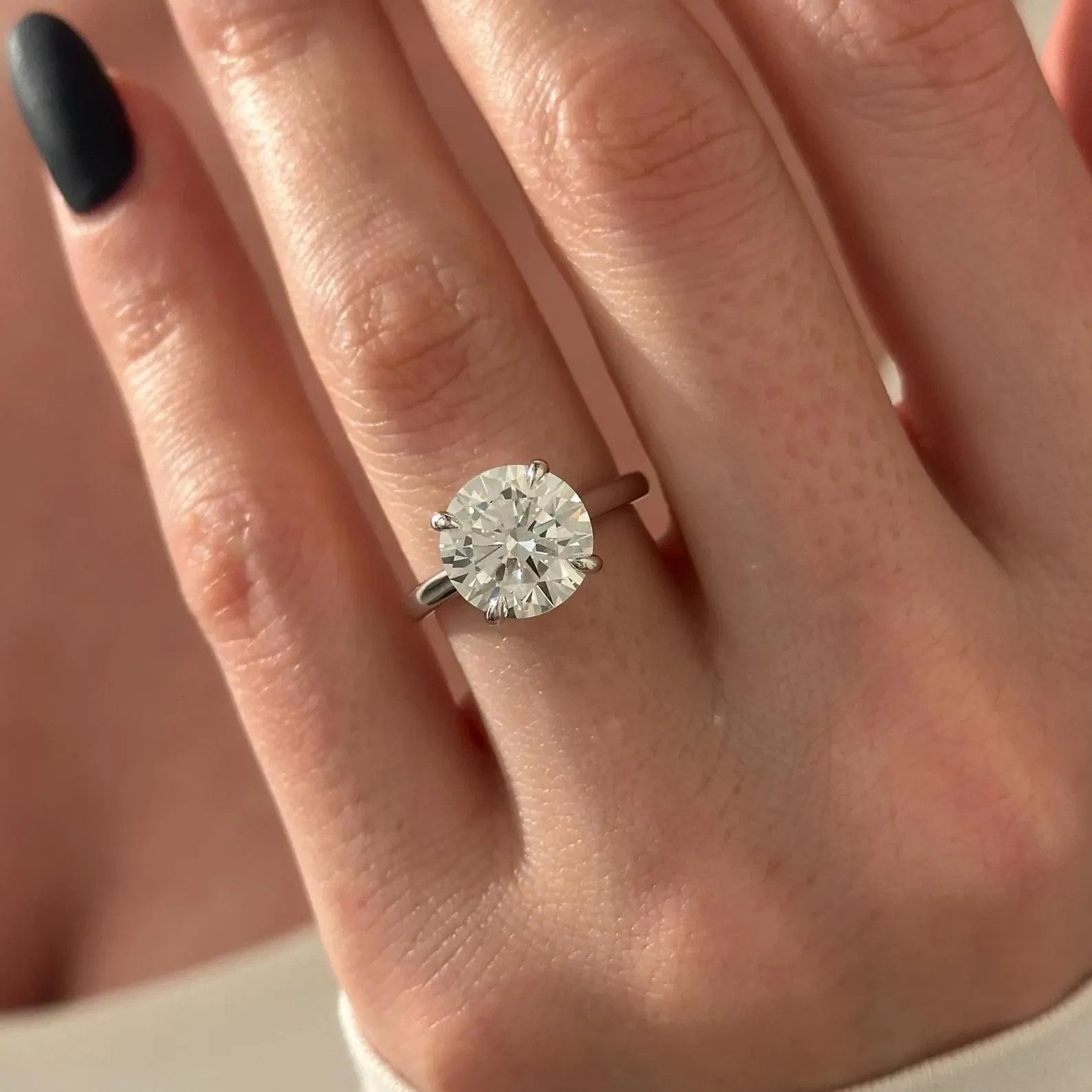 4 Carat E VVS2 Round Brilliant Diamond Cathedral Engagement Ring in White Gold Item image 10