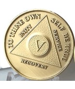 5 Year AA Medallion And Stand Alcoholics Anonymous Sobriety Chip Set - $3.95