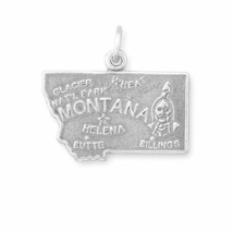 Montana State Charm Scripted Neck/ Body Jewelry 925 Silver Unisex Graduated Gift - £22.21 GBP
