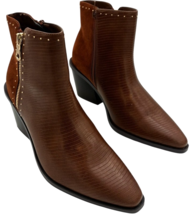 Shoedazzle women&#39;s Elidi brown snakeskin print ankle booties 3&quot; heel siz... - $432.39 MXN