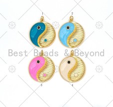 Colorful Enamel Yinyang Round Shape Pendant, 18K Gold Filled Tai Ji - £3.57 GBP