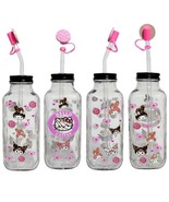 Hello Kitty Clear Glass Square Bottle Cup 16 oz UV DTF Pink Design - £13.94 GBP