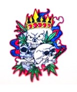 Professionally embroidered full colored POT-KING SKULLS patch - £3.12 GBP