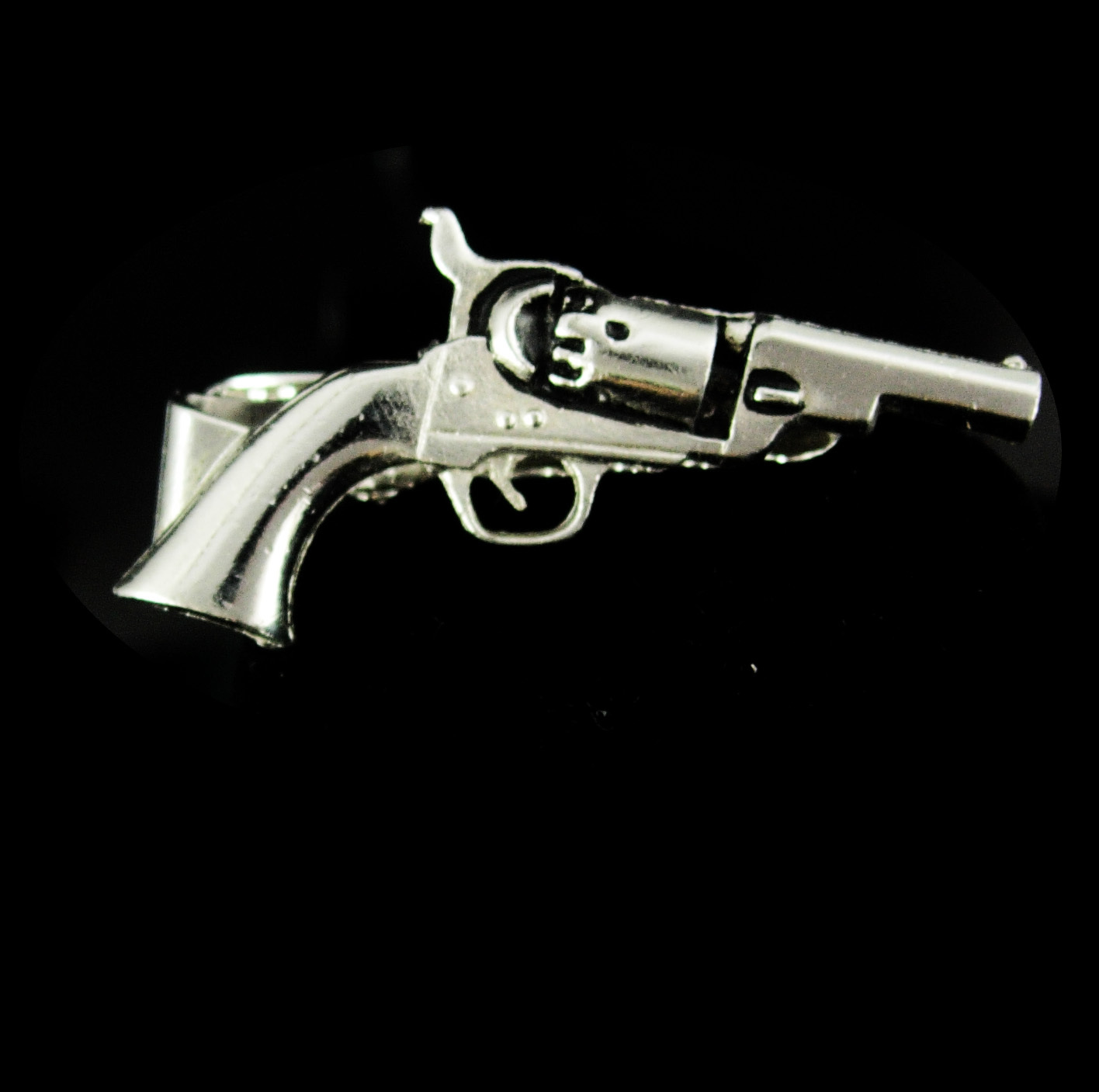 Vintage silver gun tie tack silver Tie tac revolver pistol vintage Anson mens je - $75.00
