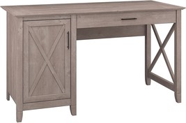 Bush Furniture Key West Collection 54W Single Pedestal Desk In Washed Gray - £246.46 GBP