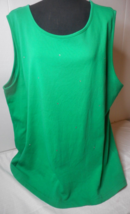 The Quacker Factory Size 3X Green Sleeveless Pullover Cotton Sweater/Top Sequins - £15.67 GBP