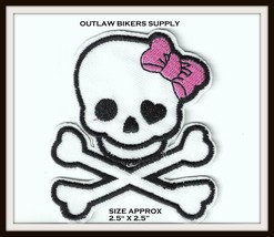 White Skull &amp; CrossBones with PINK Bow - £1.59 GBP