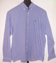 Ralph Lauren Yarmouth Blue &amp; White Plaid Long Sleeve shirt Mens Size 16 ... - $21.77