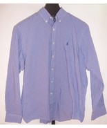 Ralph Lauren Yarmouth Blue &amp; White Plaid Long Sleeve shirt Mens Size 16 ... - £17.14 GBP