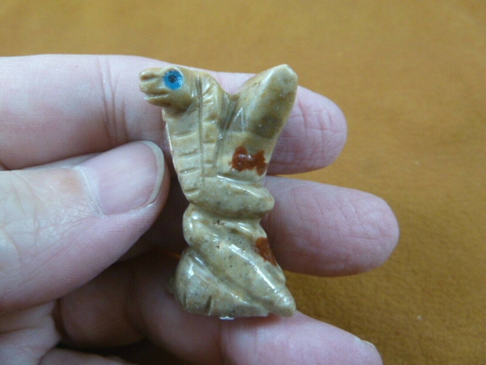 (Y-SNAK-65) little gray Coiled Snake gemstone carving soapstone Peru lov... - $8.59