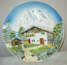 Majolica Plate Chalet Alps Made in Western Germany Impress Marks 3801 12&quot; - £15.30 GBP