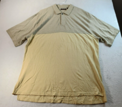 Palmland Club Polo Shirt Men 2X Tan Yellow Striped Knit 100% Cotton Shor... - $11.06