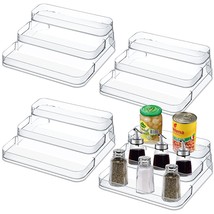 4 Pieces 3 Tier Clear Spice Rack Can Organizer For Pantry Tiered Clear Cabinet S - £35.16 GBP