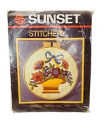 Sunset Stitchery 2309 Americana Flower Basket Floral Crewel Kit 80s Vintage - £5.49 GBP