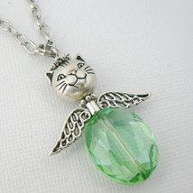 Cat Angel (Green) Glass Beaded Necklace - £7.95 GBP