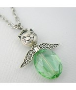 Cat Angel (Green) Glass Beaded Necklace - £7.81 GBP