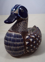 Vintage Hand Painted Mexican Folk Art Pottery Duck Figurine Signed Mateo... - £130.36 GBP