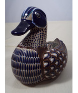 Vintage Hand Painted Mexican Folk Art Pottery Duck Figurine Signed Mateo... - £131.49 GBP