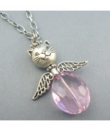 Cat Angel Wings Glass Beaded Necklace (Blue, Green, Pink OR Topaz) (BN-N... - £7.85 GBP