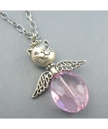 Cat Angel Wings Glass Beaded Necklace (Blue, Green, Pink OR Topaz) (BN-N... - £7.46 GBP