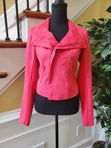 Women&#39;s Size 8 ROCK &amp; REPUBLIC Red Black distressing Soft Shell Jacket edgy - £19.60 GBP