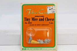 Dollhouse 3 Tiny Mice and Cheese Fibre-Craft West Germany Miniatures NOS Vintage - £13.42 GBP