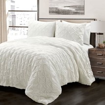 King Size Soft Pleated Cotton 3 Piece Comforter Set White - $5,717.58 MXN