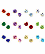 Genuine 14k Yellow Gold 6mm Round CZ Birthstone Screwback Safety Earring... - $71.00