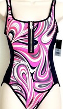 JUICY COUTURE 1PC MAILLOT SWIMSUIT SHELL SHOCK PINK NAVY BLUE SZ MNWT! - $59.99
