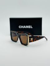 CHANEL CH5435 Tortoise Rectangle Sunglasses in Acetate with Brown Gradient Lense - £251.66 GBP