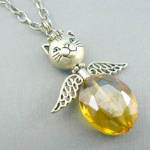 Cat Angel (Topaz) Beaded Glass Necklace - £7.79 GBP