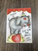 Vintage Valentine Folded Circus Elephant on Ball Lot On The Ball 1930s Doubl Glo - £4.77 GBP