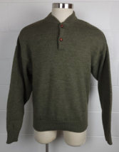 Vintage Cabela&#39;s Mens OD Green Knit Wool Blend Sweater w. Elbow Patches XXL - £77.84 GBP