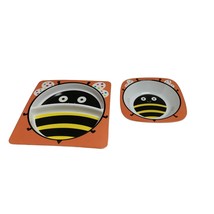 New 2 Pc Bee Melamine Divided Plate and Bowl Bumblebee Bumble - £8.56 GBP