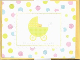 Polka Dot Baby Buggy Glitter Thank You Note Cards 10 Per Pack Blank Inside - £3.10 GBP