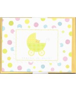 Polka Dot Baby Buggy Glitter Thank You Note Cards 10 Per Pack Blank Inside - £3.04 GBP