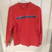 Supreme Chrome Logo Men&#39;s Longsleeve Shirt Top Red Blue Size M 100% Cotton - £77.85 GBP