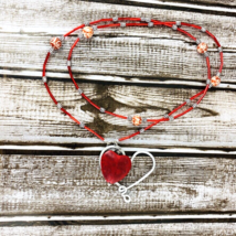 Red Jasper Southwester Necklace Silver Tone Western Heart Handmade - £23.72 GBP