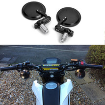 Black CNC Round Rearview Mirrors Set Custom For 7/8&quot; Handle Bar End Motorcycle - £18.47 GBP
