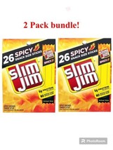SLIM JIM SPICY SNACK SIZE SMOKED STICKS  x2 boxes 52 Beef Sticks - £21.78 GBP