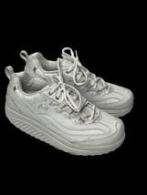 Women’s Skechers Shape Ups White Leather Lace up Sneakers Walking Shoes Size 9 - £31.62 GBP