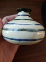 beautiful small hand thrown studio pottery vase beige blue green  Rg Art... - $335.80 MXN