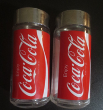 Coca-Cola Coke Logo Glass Salt and Pepper Shaker 4.75 inches tall - $15.59