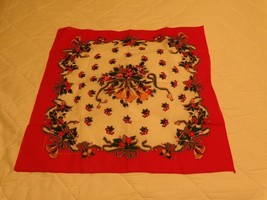 CHRISTMAS HOLIDAY Red Cloth Napkin With Bells - $4.00