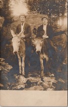 Two Men on Mules at Rocks Beneath the Cliff c1910 Real Photo Postcard Y13 - £10.23 GBP
