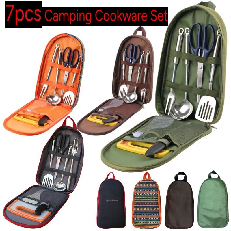 7x Camping Cooking Utensil Set Cookware Kitchen Tool with Ktchen Spatula Rice - £18.36 GBP+