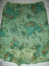 Women&#39;s Shelly &amp; Arnold Floral Skirt Size M Green Ruffle Elastic Waist - £39.32 GBP