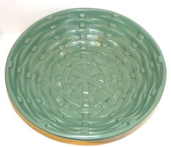 Incredible Vintage Haeger Art Pottery Green BASKETWEAVE/LATTICE 12 1/2&quot; Bowl - £79.89 GBP