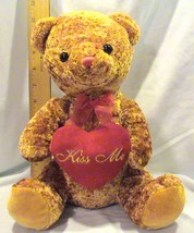 Vintage Goffa International Brown Teddy Bear Holding &quot;Kiss Me&quot; Heart - 11&quot; Tall - £7.15 GBP
