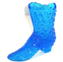 Fenton Cobalt Blue Boot Daisy Button Pattern Victorian High 4&quot; Vintage Mint - £27.83 GBP